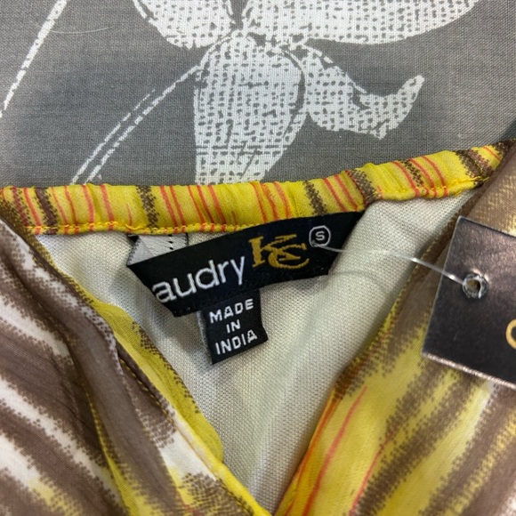 💛”Anthropologie Chaundry KC”Yellow and Brown Mixed Media  Smocked Maxi SunDress🤎 - Picture 9 of 15